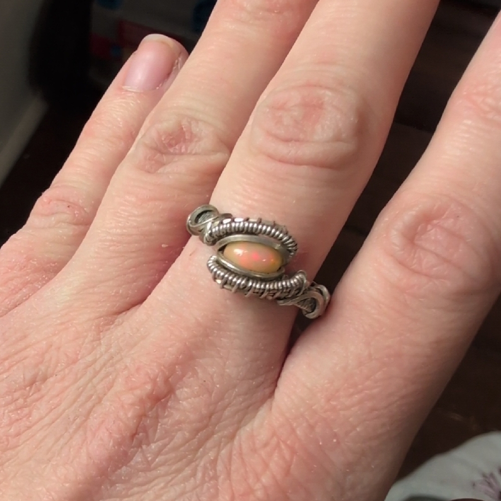 Wire Wrapped Opal Ring